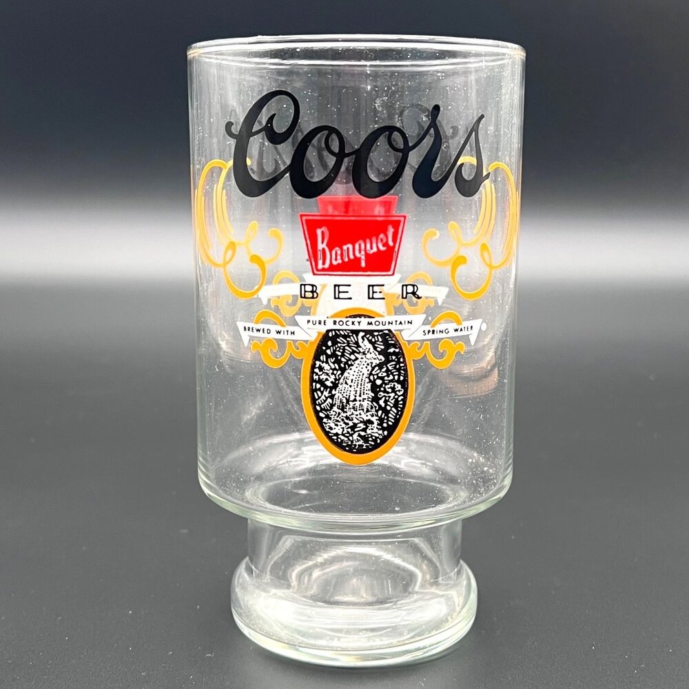 Vintage Coors Banquet Beer Glass Chalice Logo & Antlers Design 6.5" x 3.5"